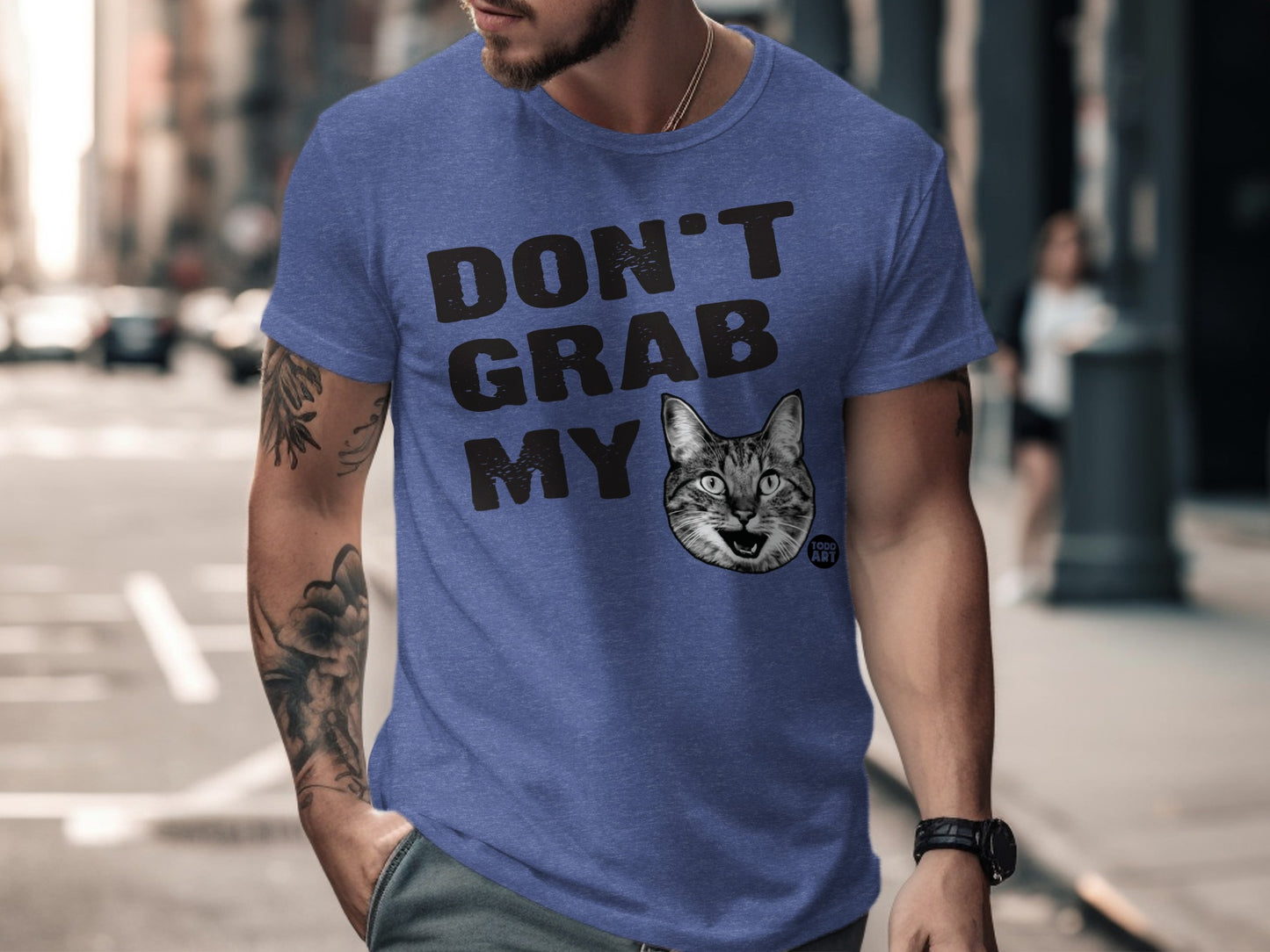 Don't Grab My Cat Graphic T-shirt Men's Fashion Tee