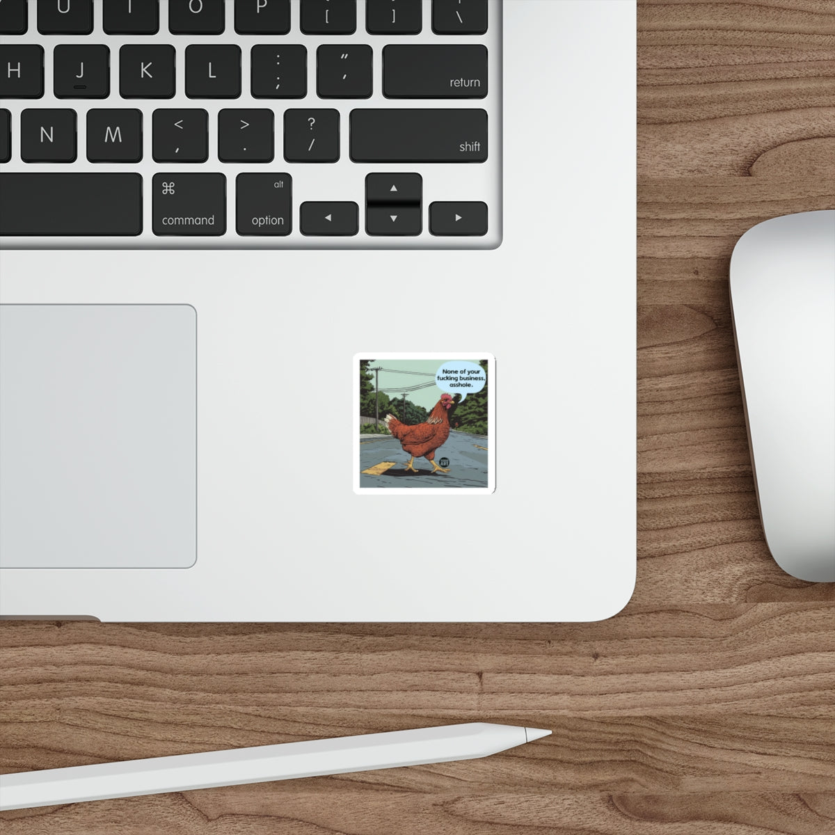 Chicken Riding a Skateboard Cartoon Sticker