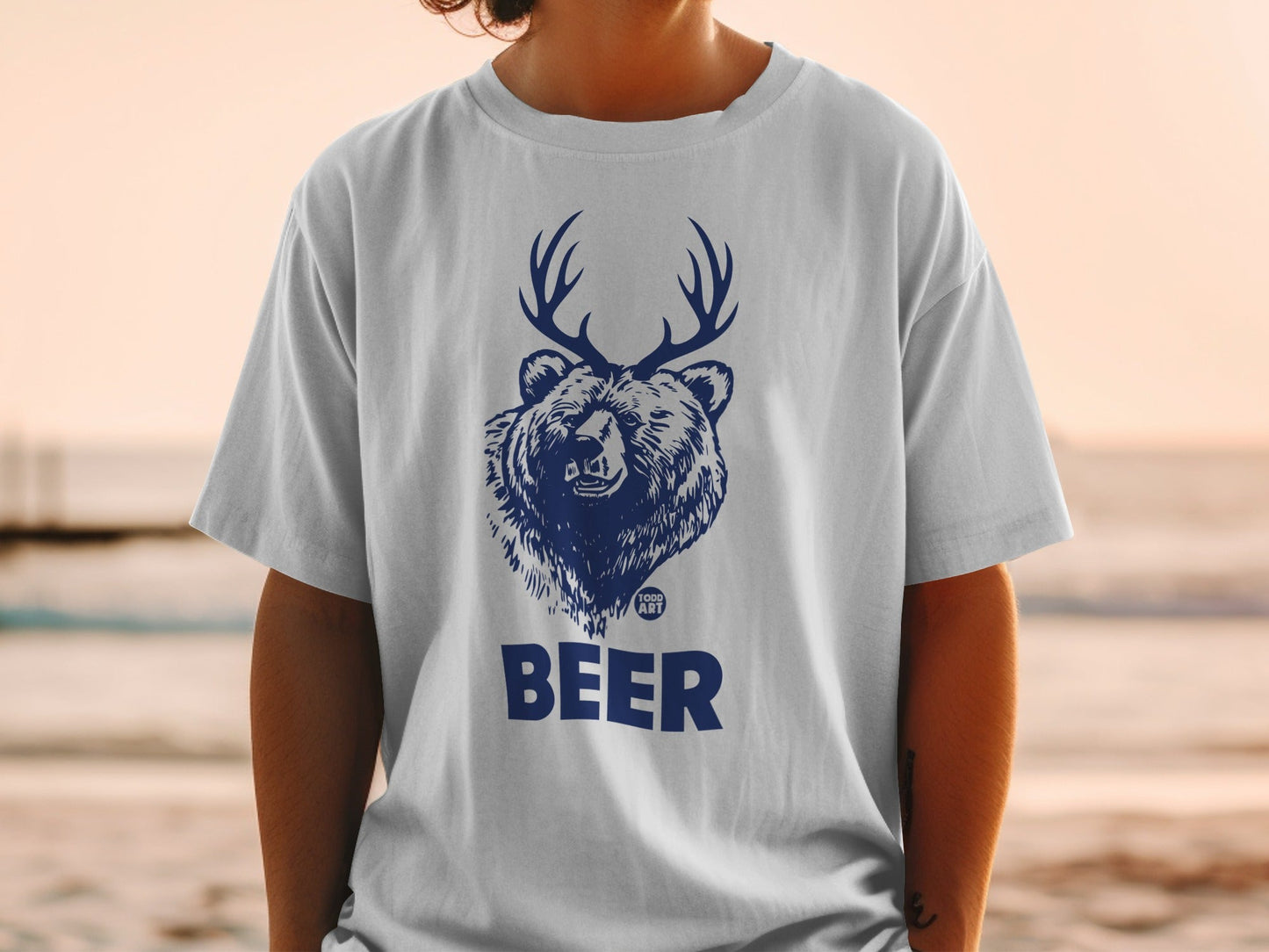 Bear and Antlers Graphic BEER T-Shirt