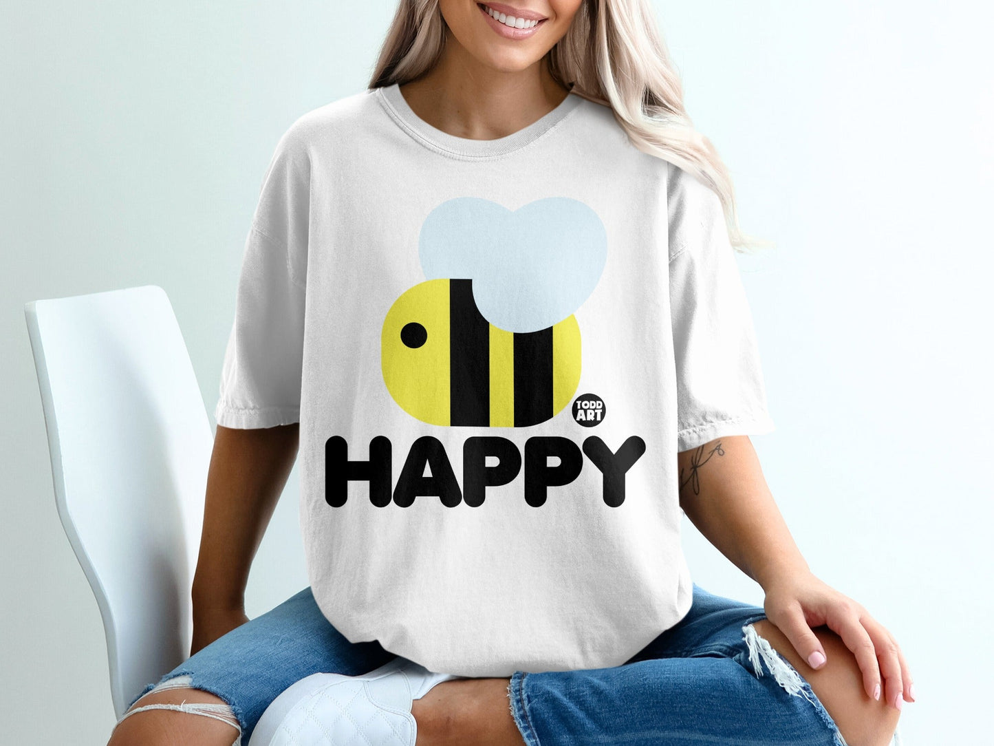 Happy Bee Todd Art Graphic Tee Shirt