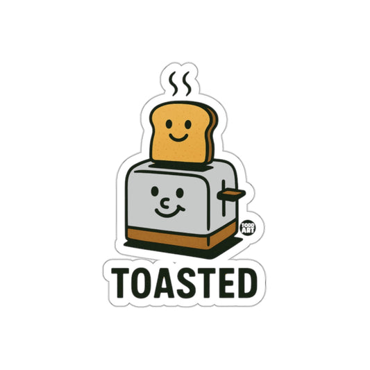 Cute Smiling Toast and Toaster Sticker with Toasted