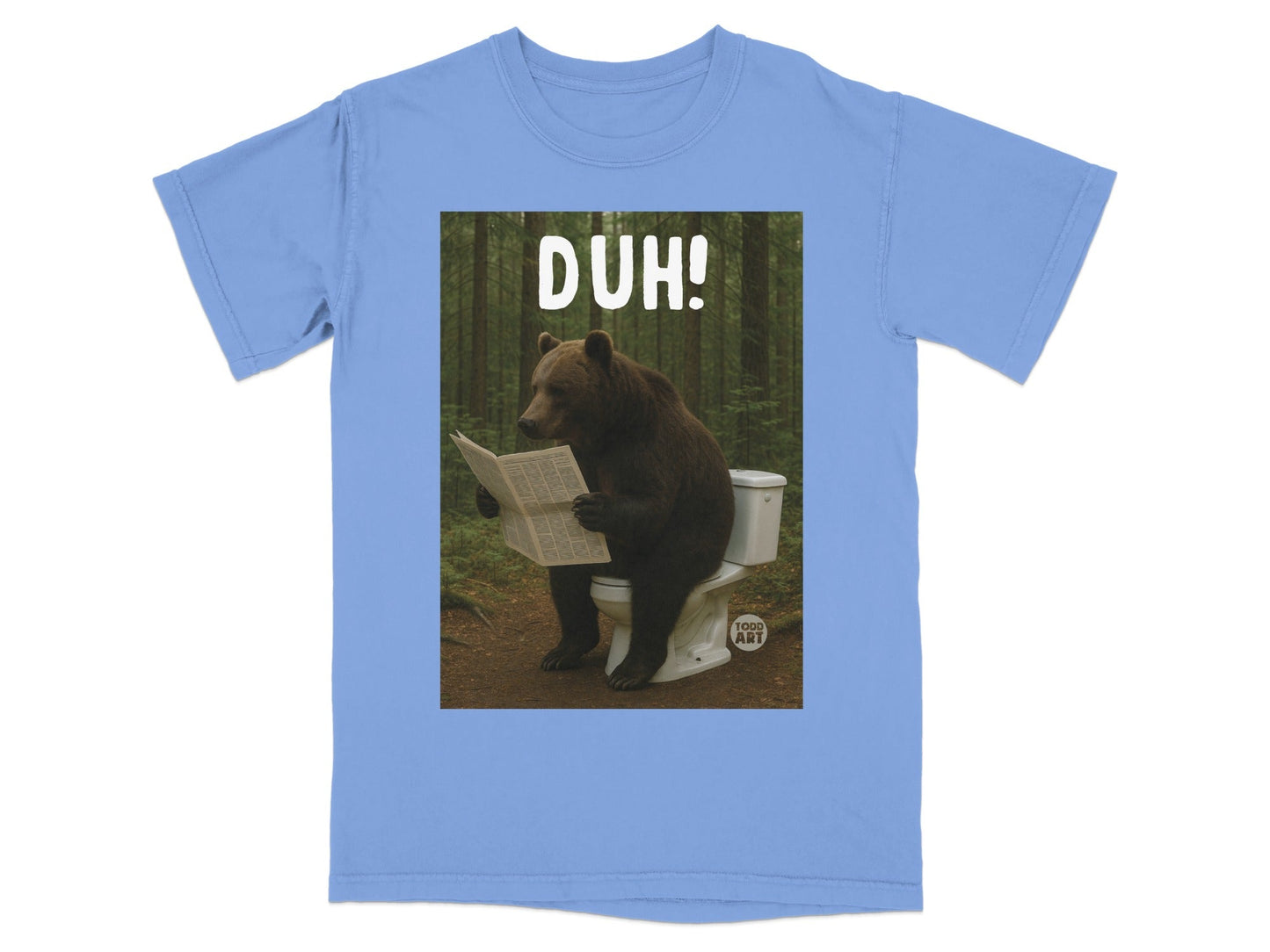 Funny Bear Reading Newspaper DUH Graphic T-shirt
