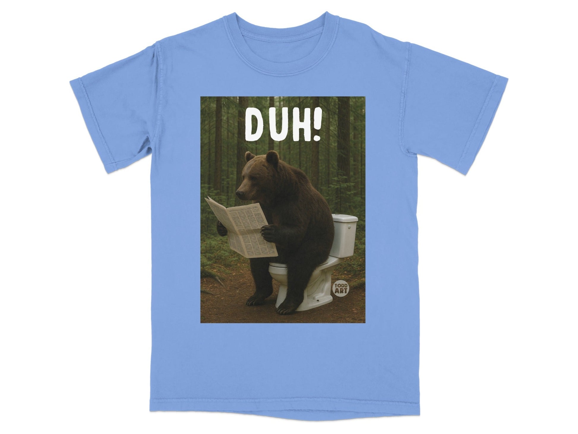 Funny Bear Reading Newspaper DUH Graphic T-shirt