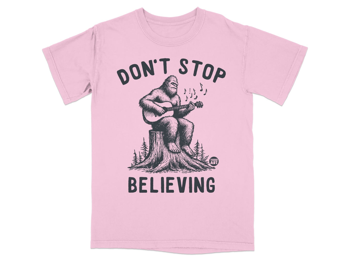 Don't Stop Believing Bigfoot Playing Guitar T-shirt