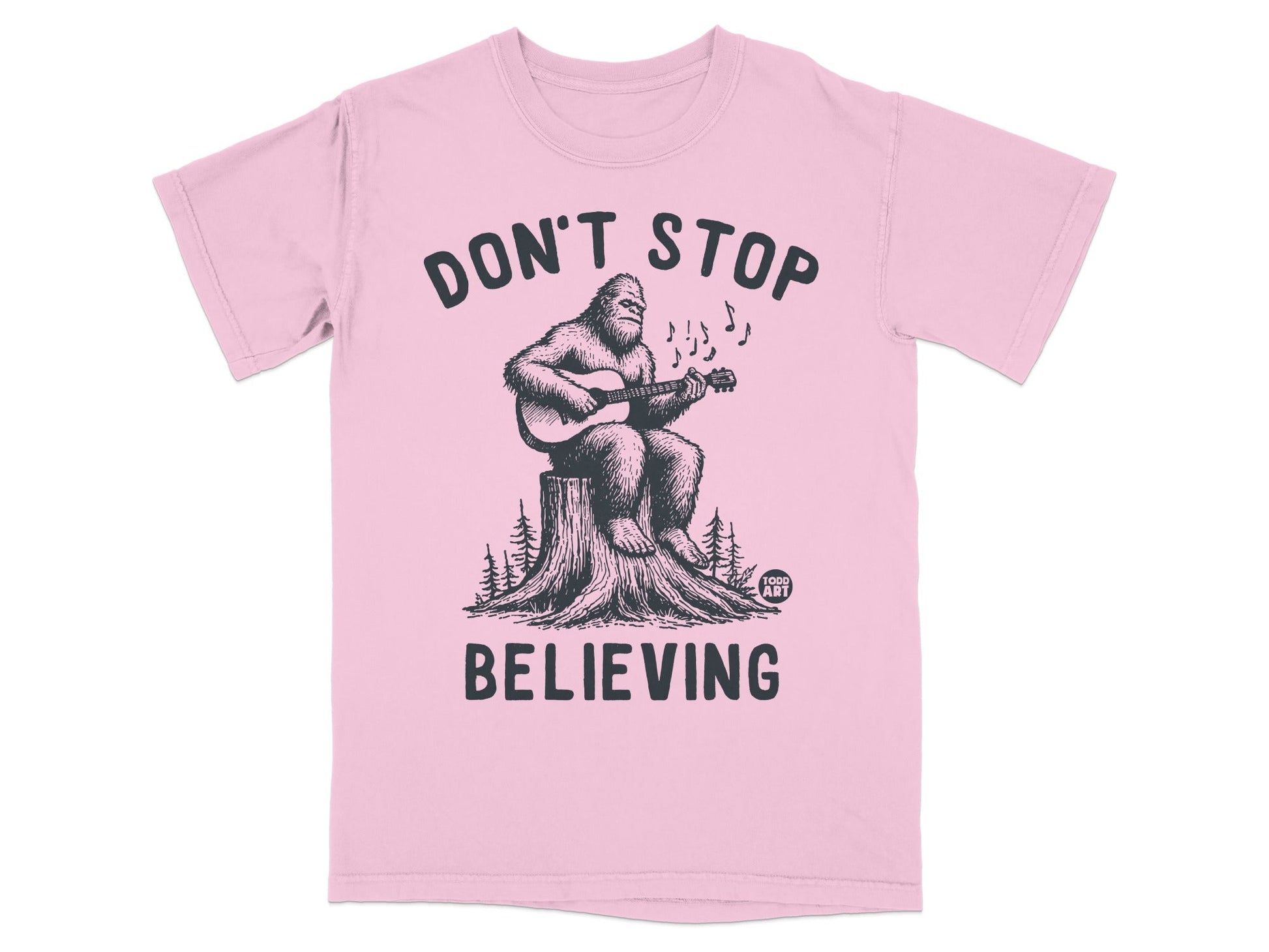 Don't Stop Believing Bigfoot Playing Guitar T-shirt
