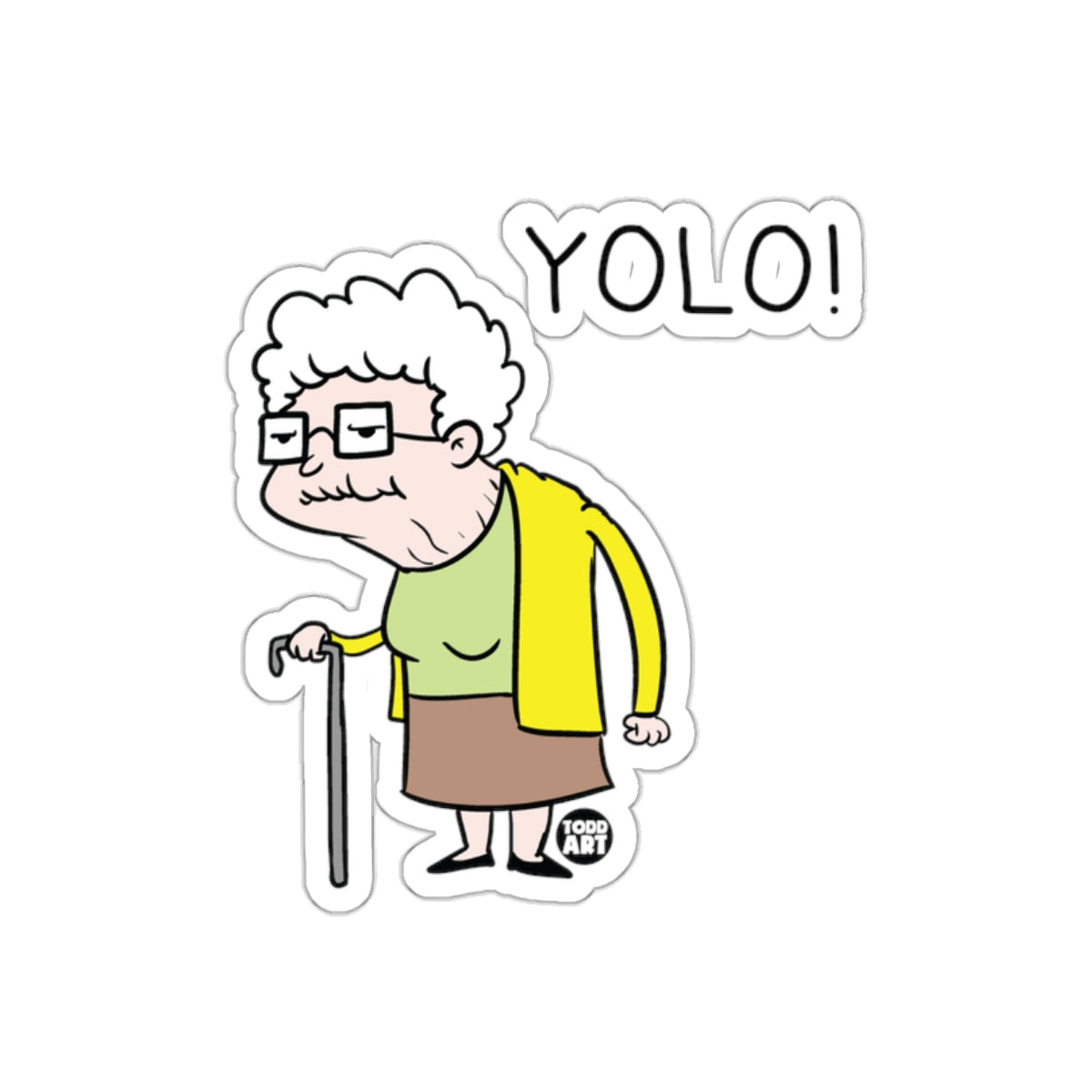 YOLO Grandma Todd Art Cartoon Sticker Product