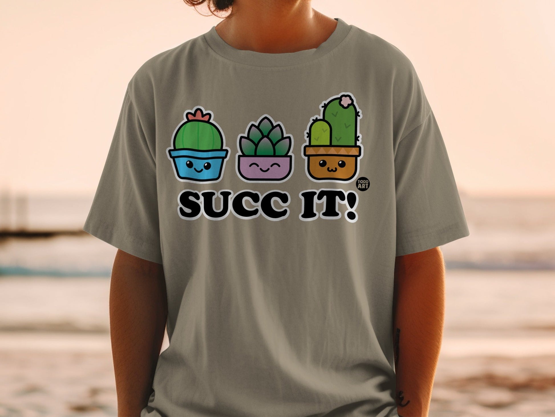 Cute Succulent Cartoon Characters Design Shirt