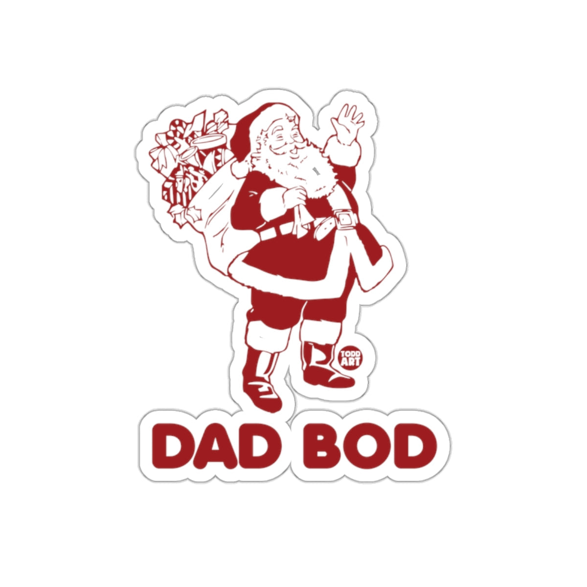 Santa with Gifts Dad Bod Festive Sticker Design