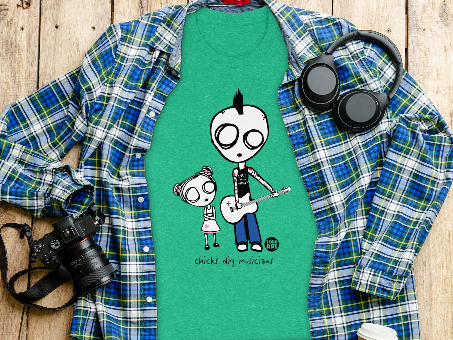 Cute Art Comic Style Chick Dig Musicians Shirt