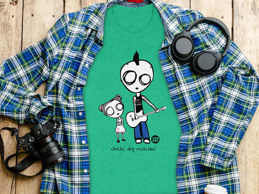 Cute Art Comic Style Chick Dig Musicians Shirt