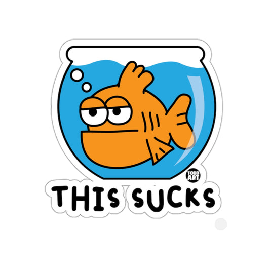This Sucks Fish in Bowl Comical Art Sticker