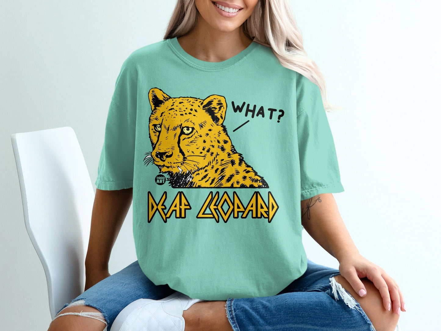 Deaf Leopard What? Graphic Oversized T-shirt