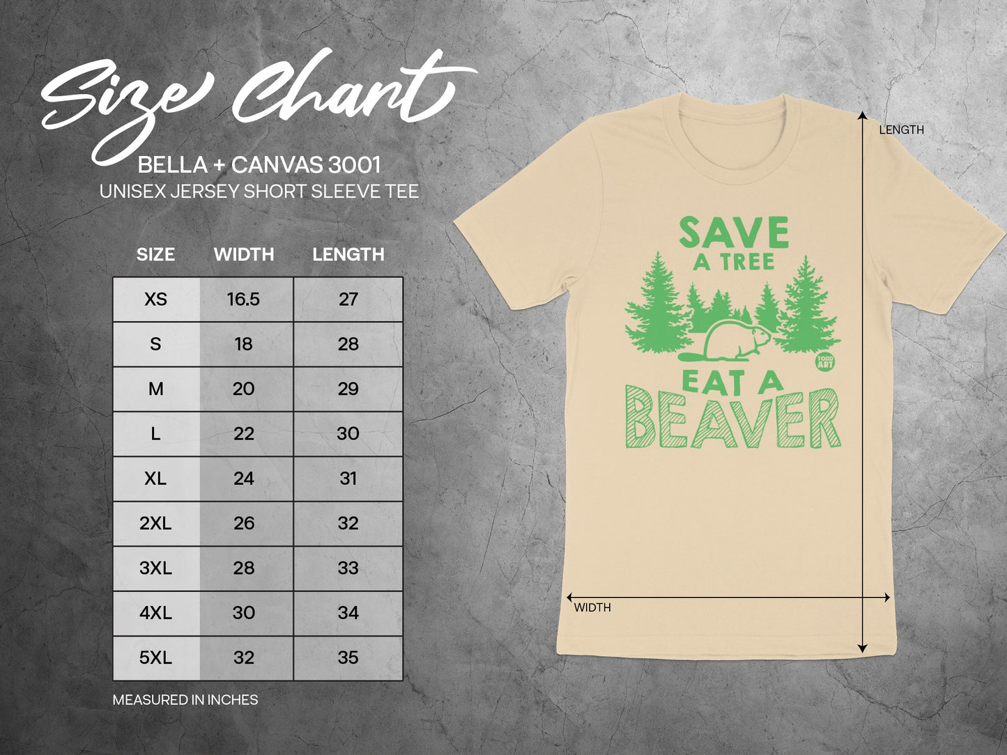 Save a Tree Eat a Beaver Tee Shirt Unisex Short Sleeve