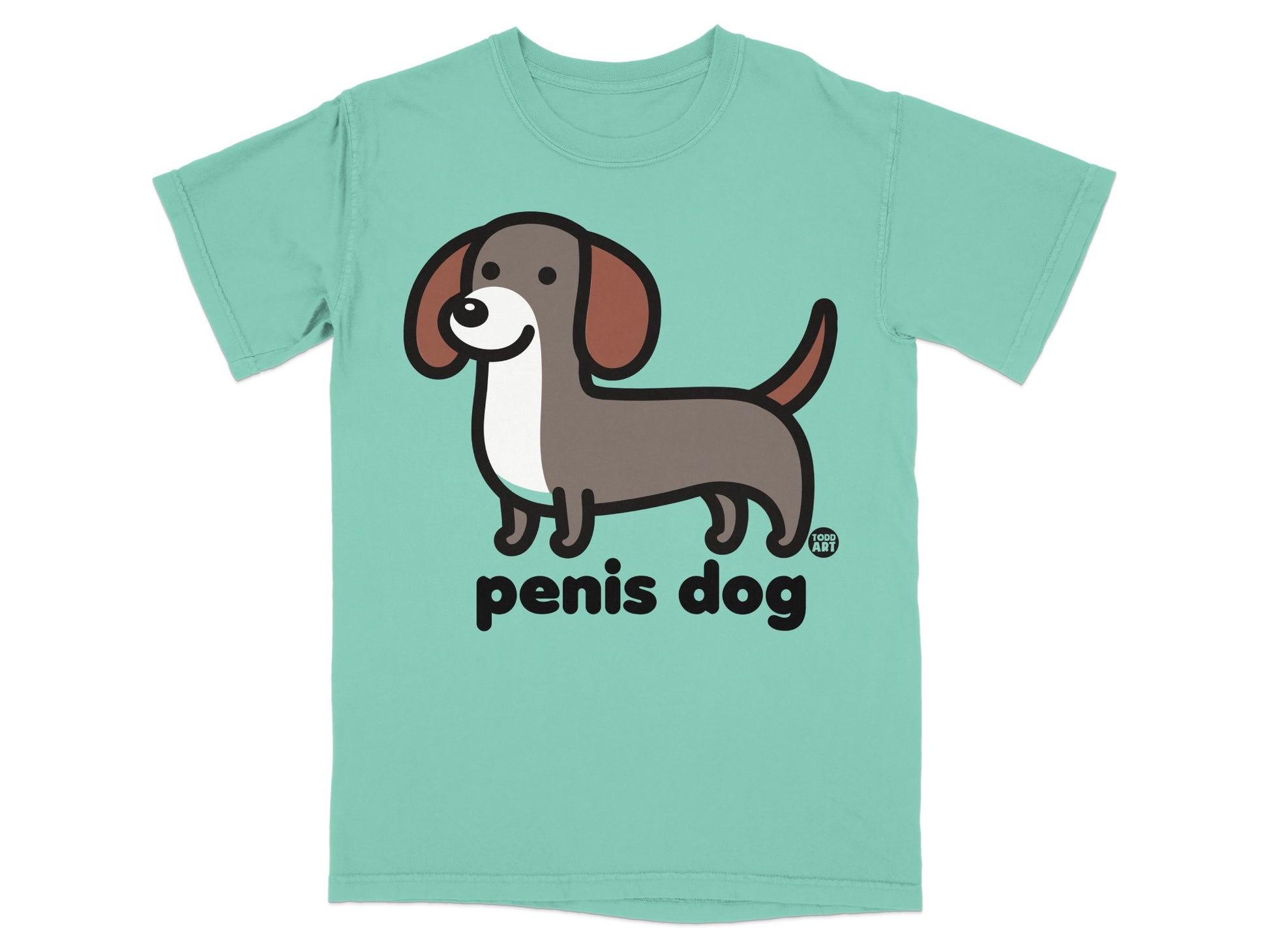 Funny Cartoon Penis Dog Graphic T-Shirt for Sale