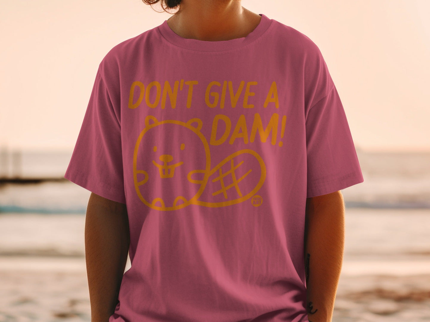 Don't Give a Dam Cute Beaver Graphic T-Shirt