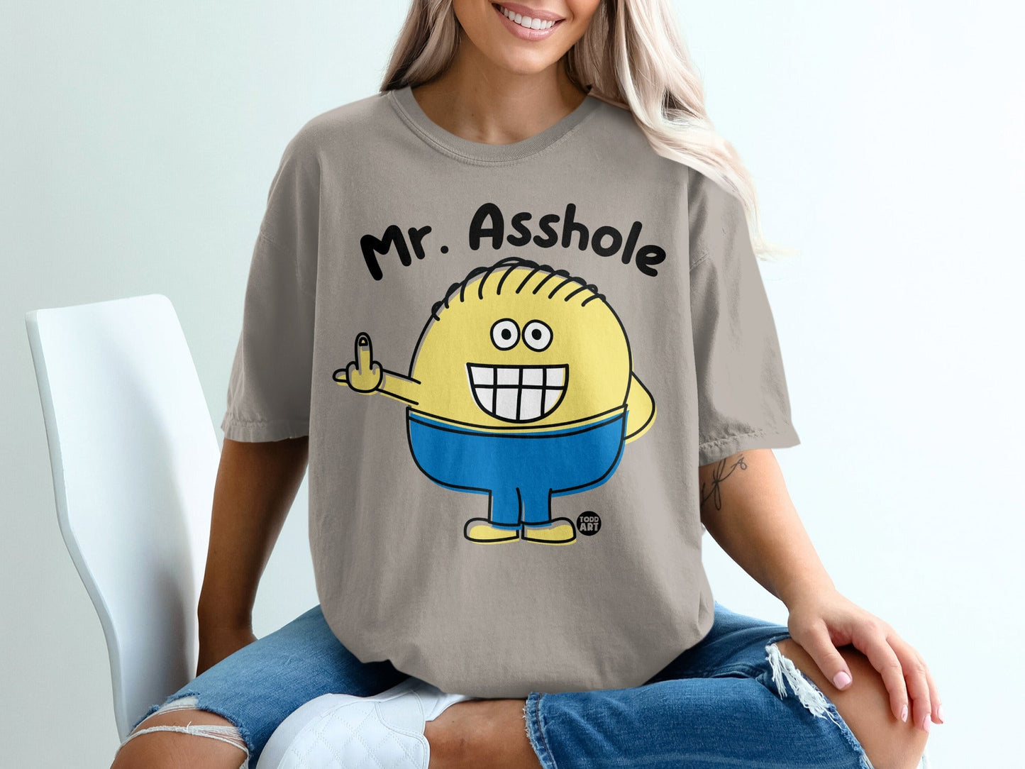 Mr. Asshole Graphic Tee with Funny Cartoon Character Design