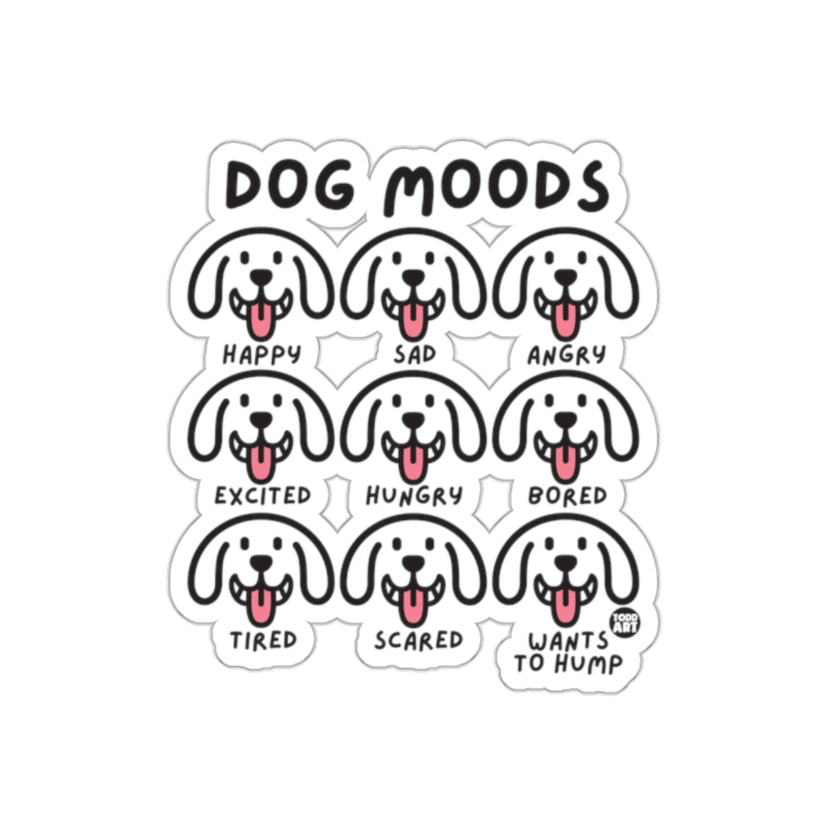 Dog Moods Sticker with Various Emotions