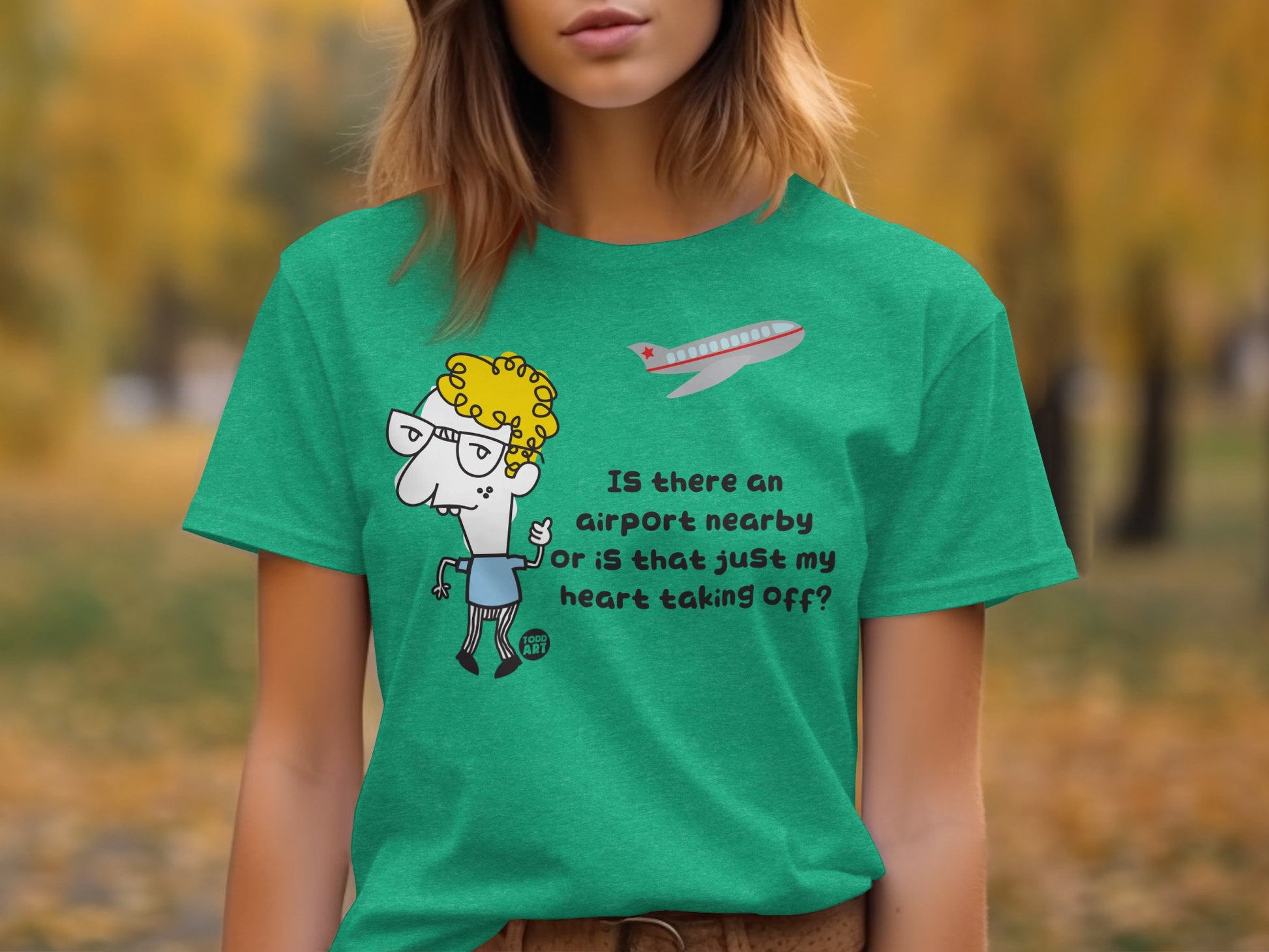 Funny Airport Heart Taking Off Design T-Shirt