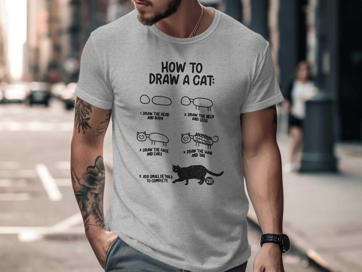 How To Draw A Cat Step-by-Step Instruction Shirt