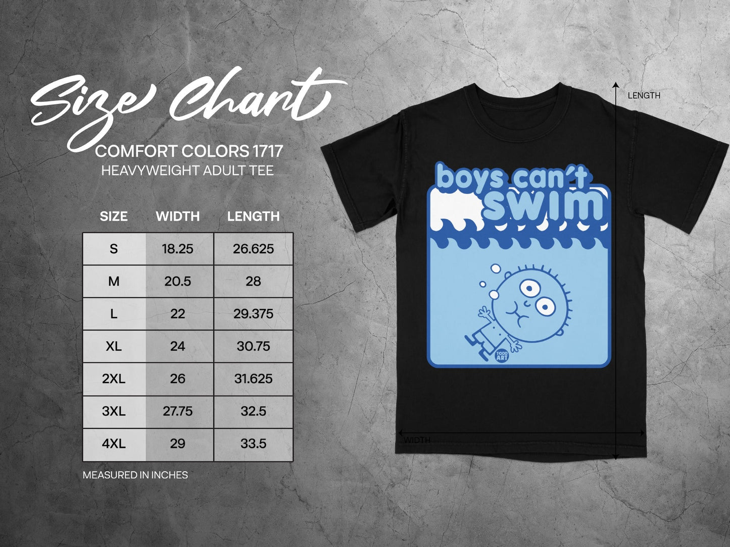 Boys Can't Swim Graphic Comfort Colors Tee