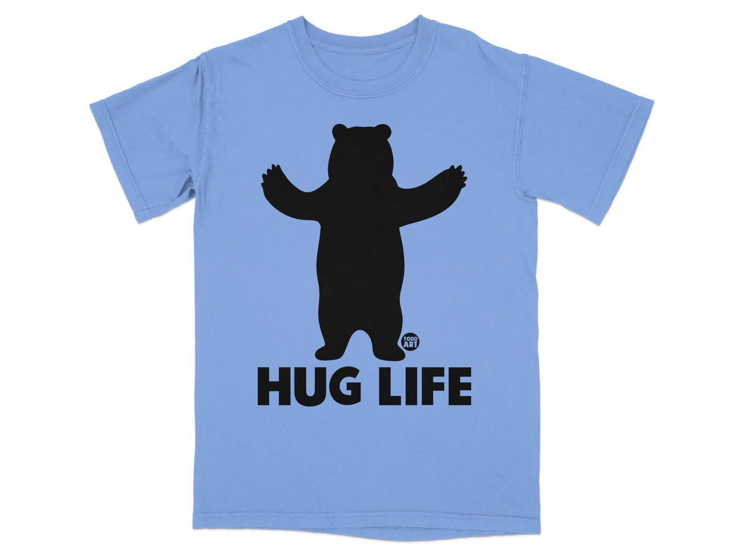 Hug Life Bear Graphic T-Shirt in Light Blue