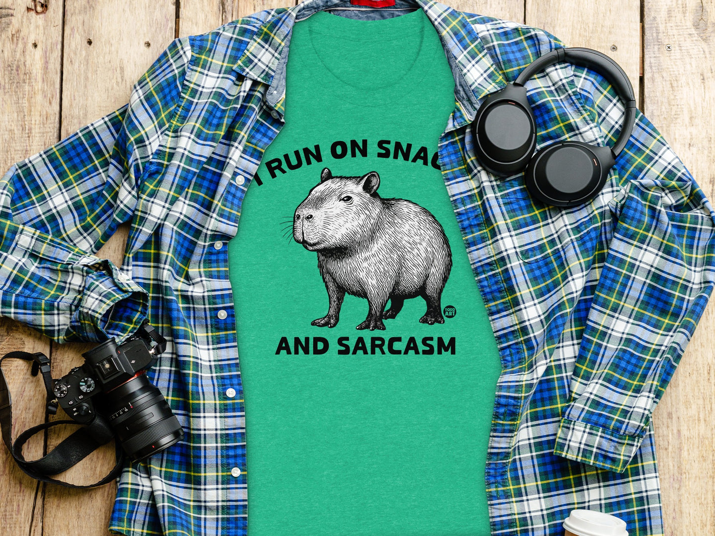 I Run On Snacks And Sarcasm Funny Capybara T-shirt