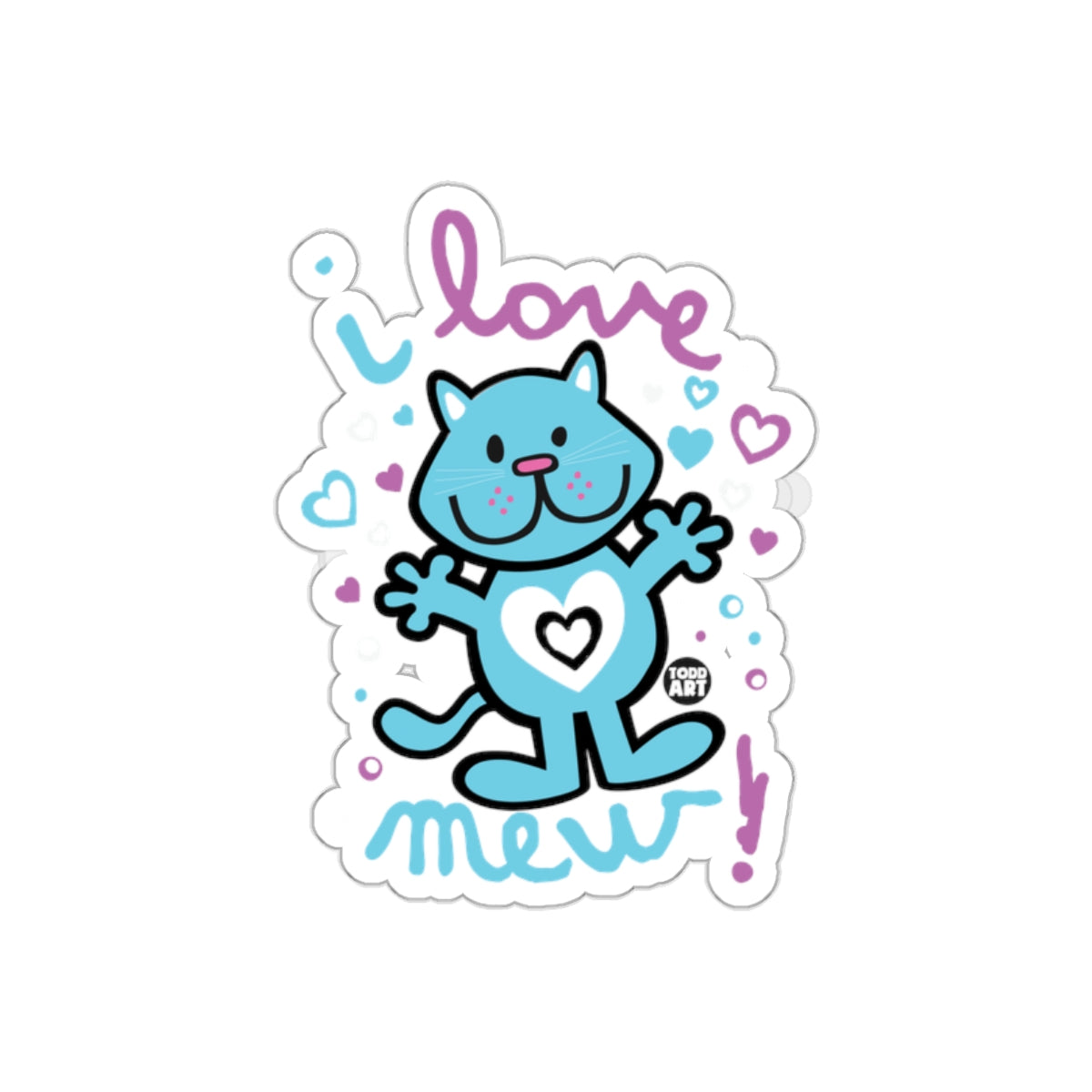 Cute Blue Cat I Love Mew Design for Cat Lovers