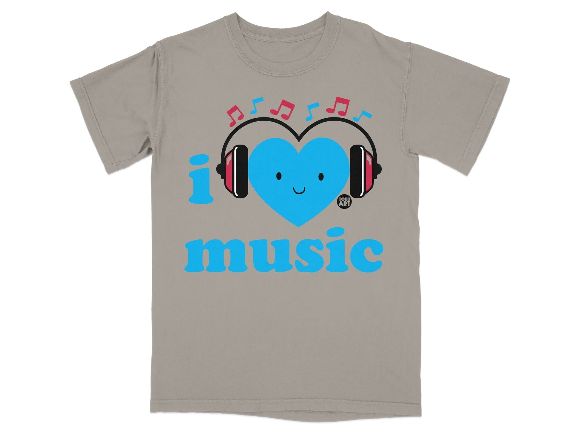 I Love Music with Headphones Happy Heart T-shirt