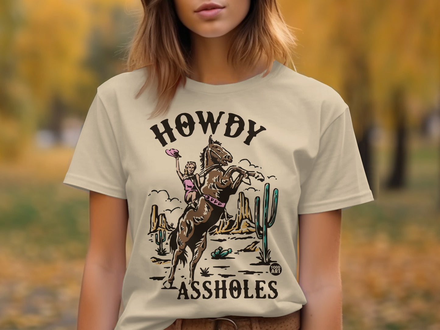 Howdy Assholes Graphic Tee Country Western Themed Shirt