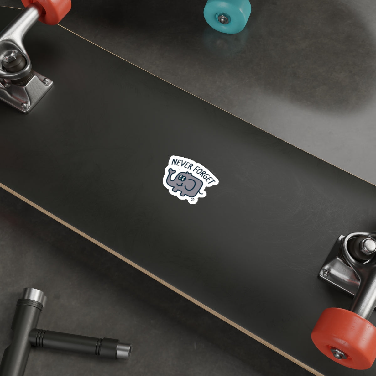 Never Forget Elephant Sticker Skateboard Deck