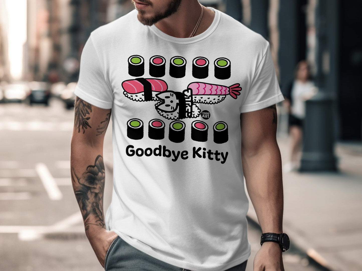 Goodbye Kitty Sushi Funny Graphic Tee Product