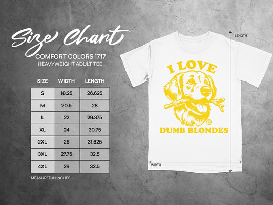 I Love Dumb Blondes Dog Print Comfort Colors Adult Tee