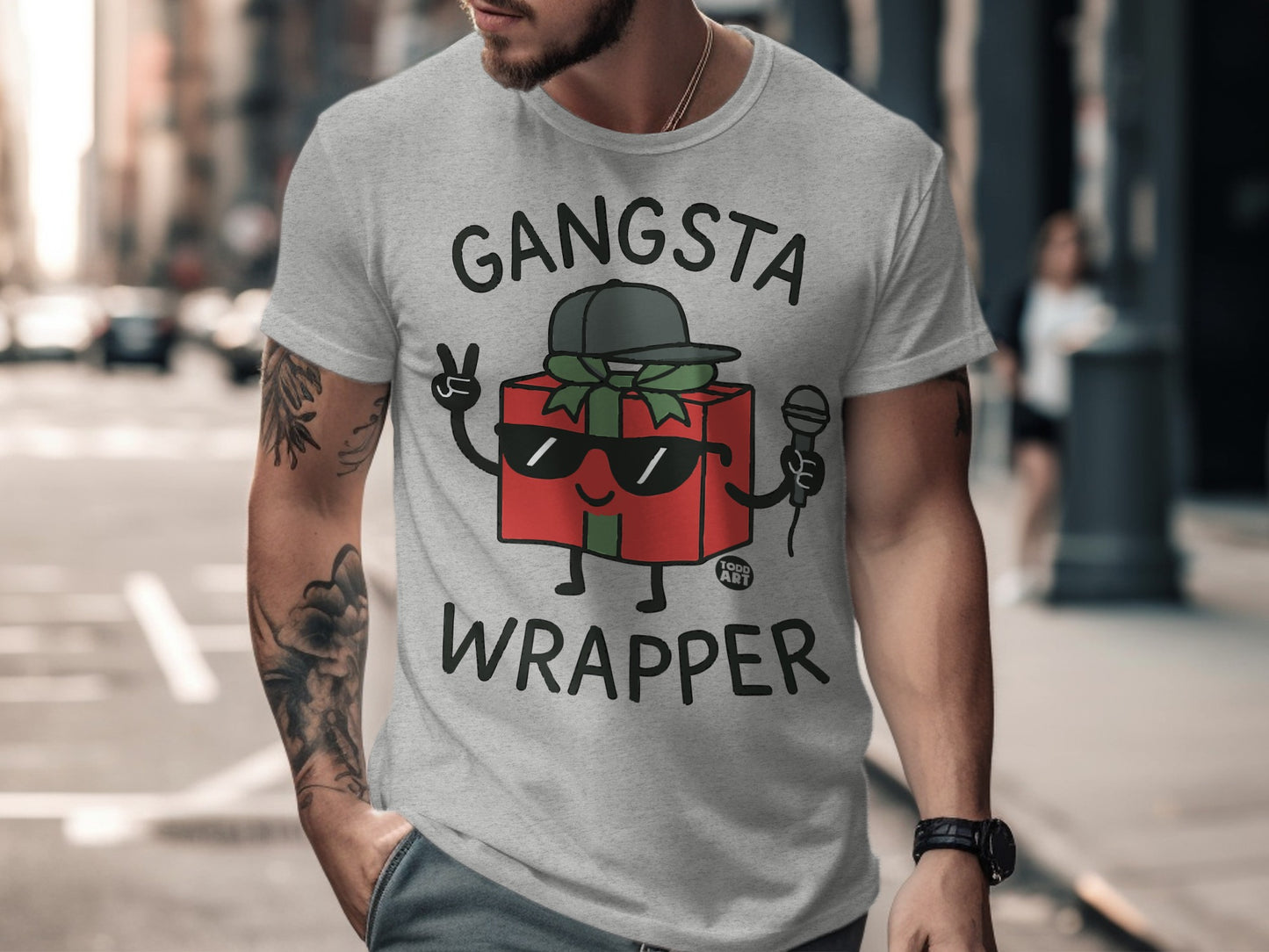Gangsta Wrapper T-Shirt with Funny Gift Design