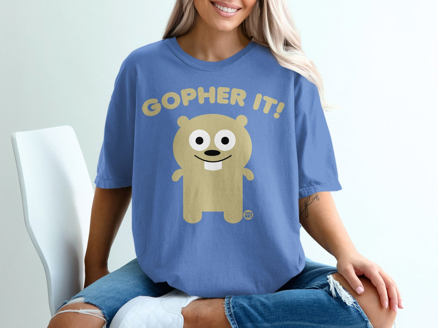 Gopher It Cute Cartoon Graphic Short Sleeved T-Shirt