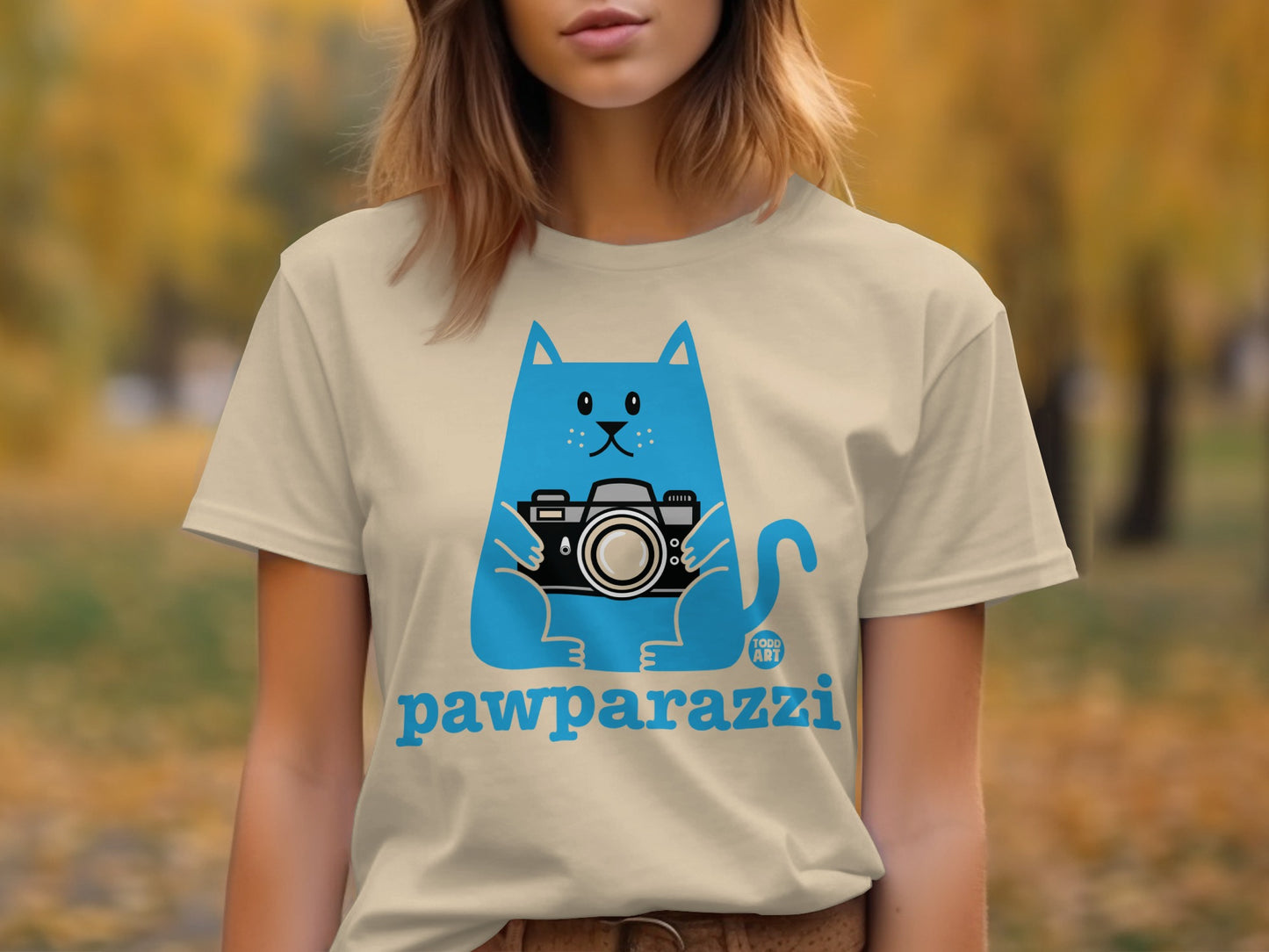 Pawparazzi Cat with Camera Graphic T-Shirt