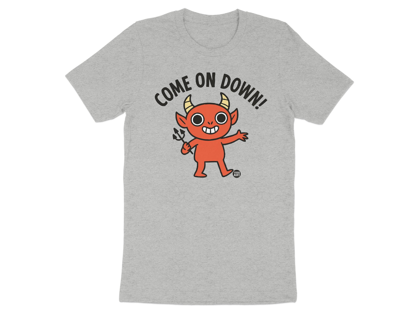 Come On Down Devil Cartoon Graphic Tee Shirt