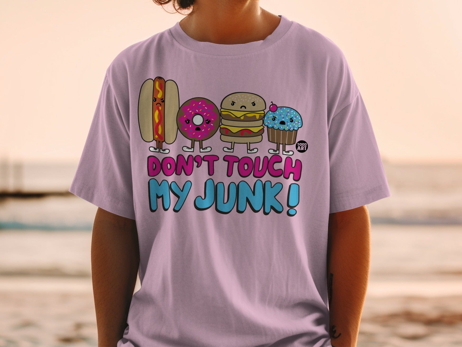 Don't Touch My Junk Cute Food Characters T-Shirt