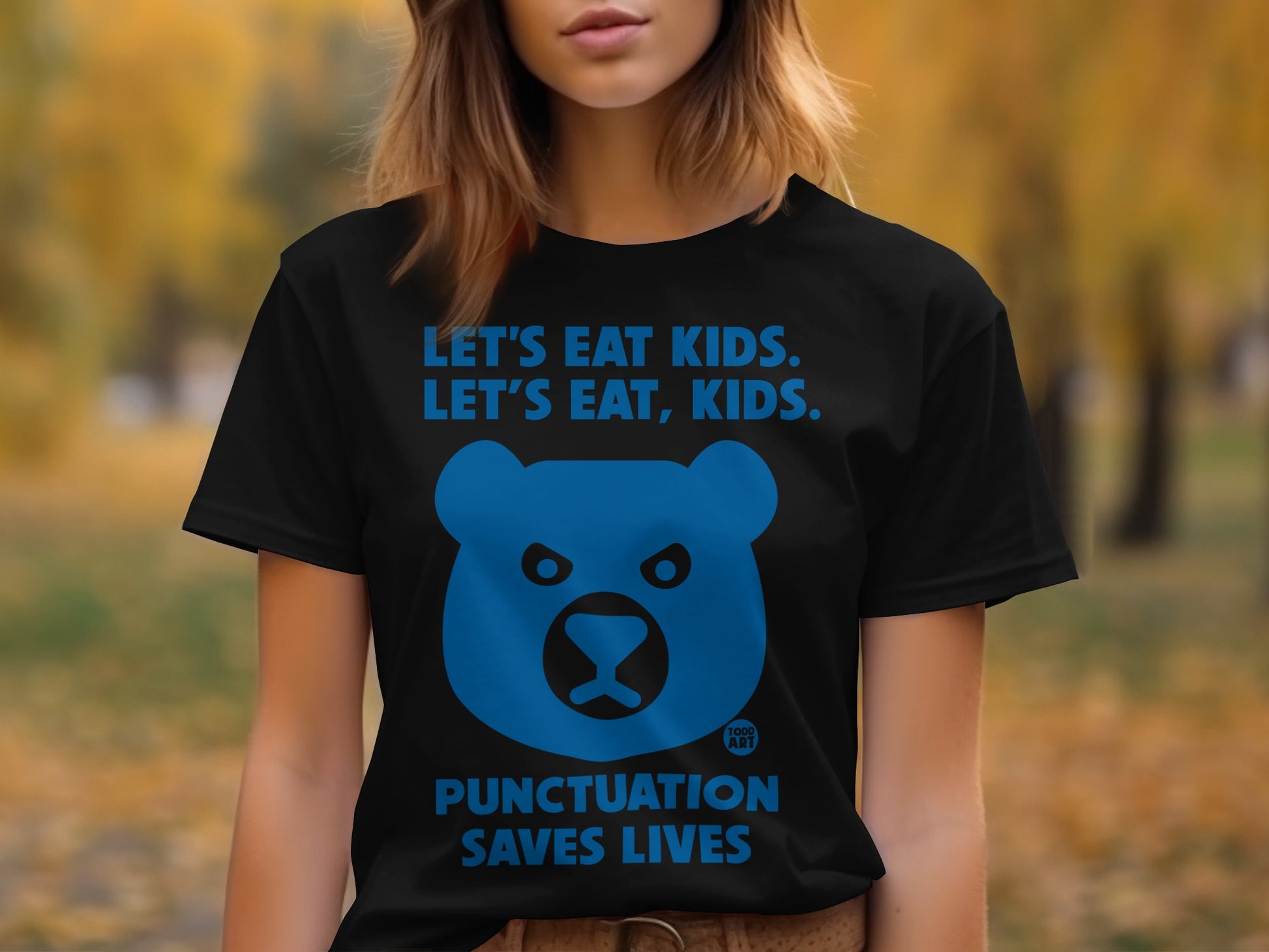 Funny Bear Punctuation Saves Lives Saying Shirt