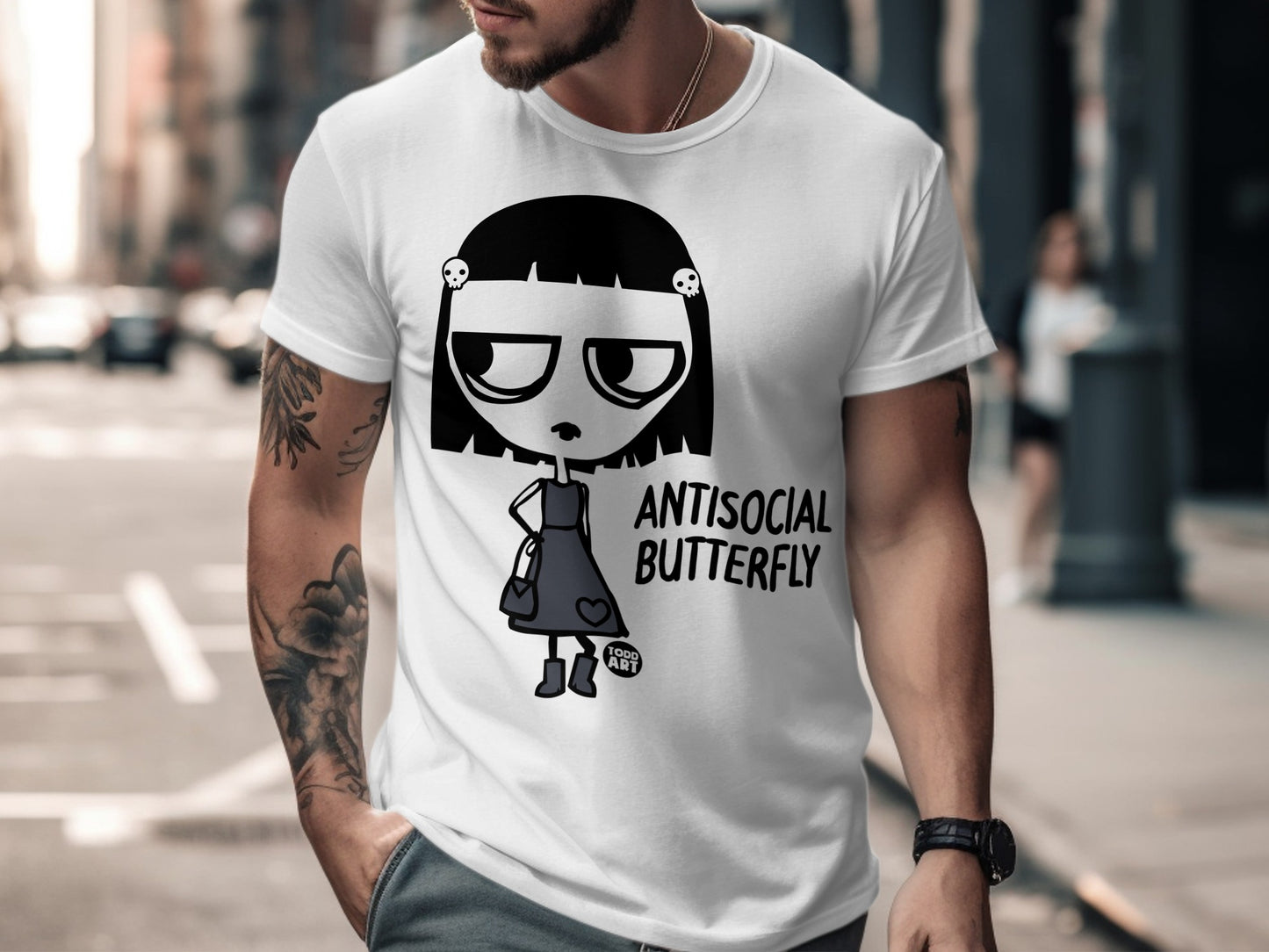 Antisocial Butterfly Graphic Tee with Unique Art