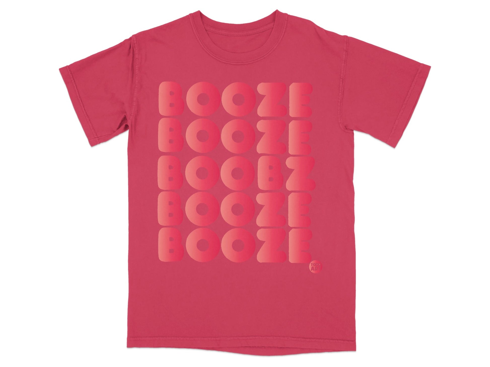 Red T-shirt with Stacked Booze Design Graphic Tee