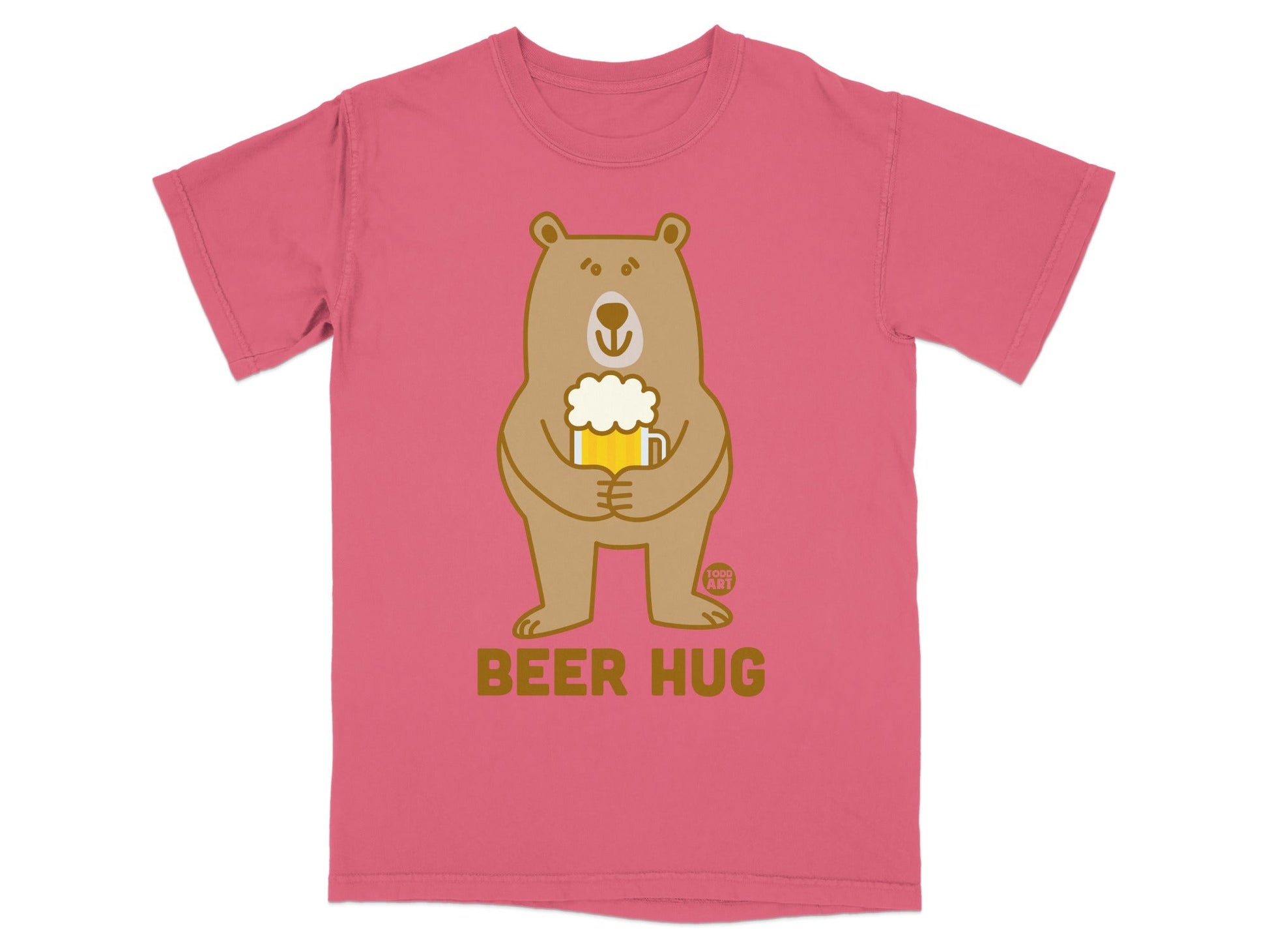 Funny Bear with Beer Hug Graphic T-shirt