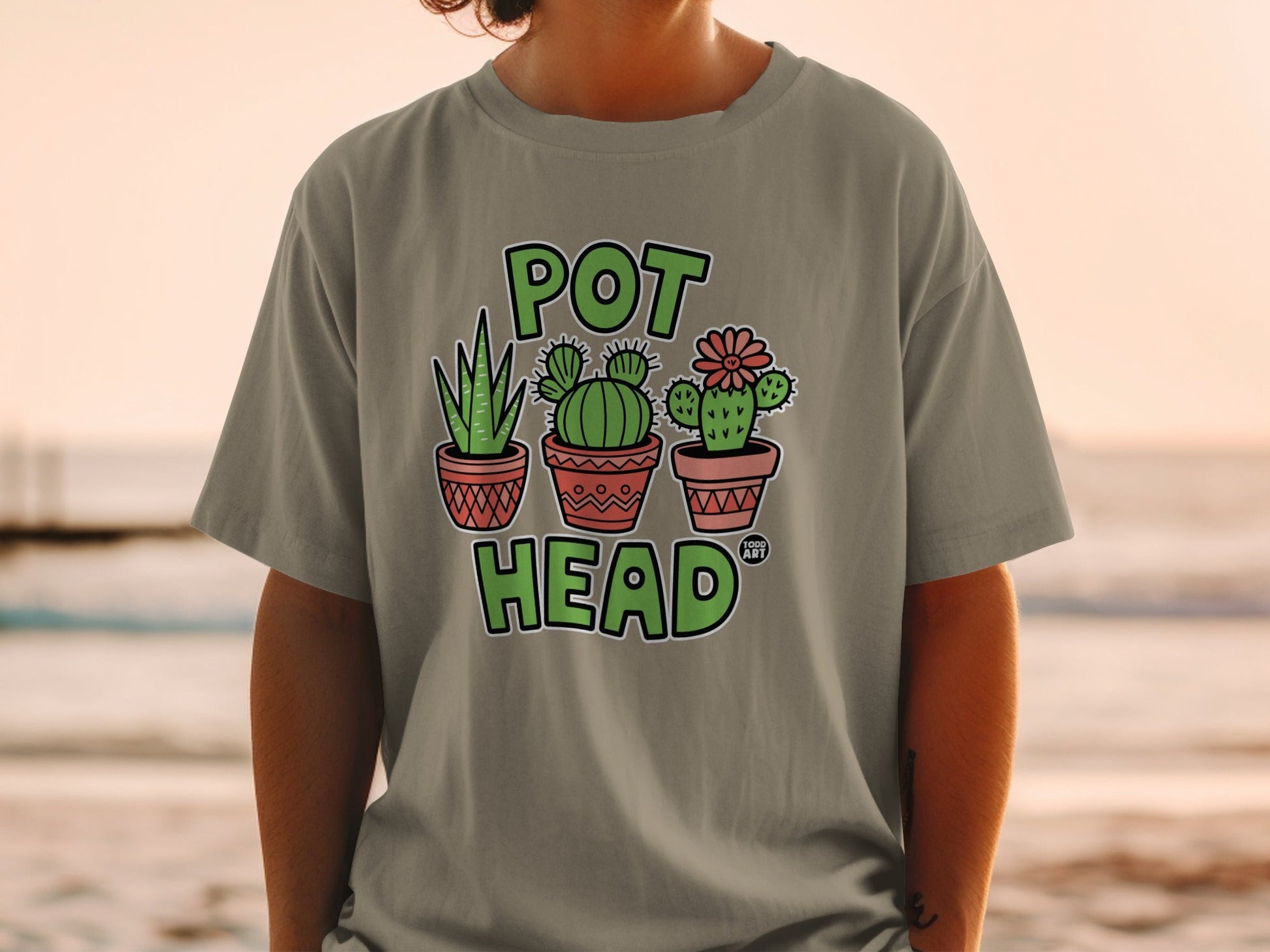 Pot Head Funny Succulent Cactus Tshirt for Plant Lovers