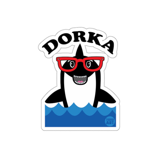 Dorka Orca with Red Glasses Todd Art Illustration sticker