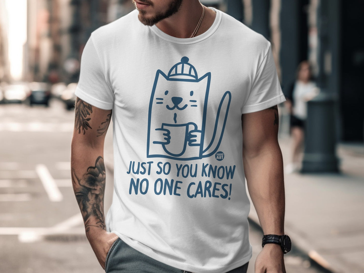 Just So You Know No One Cares Cat Graphic T-shirt