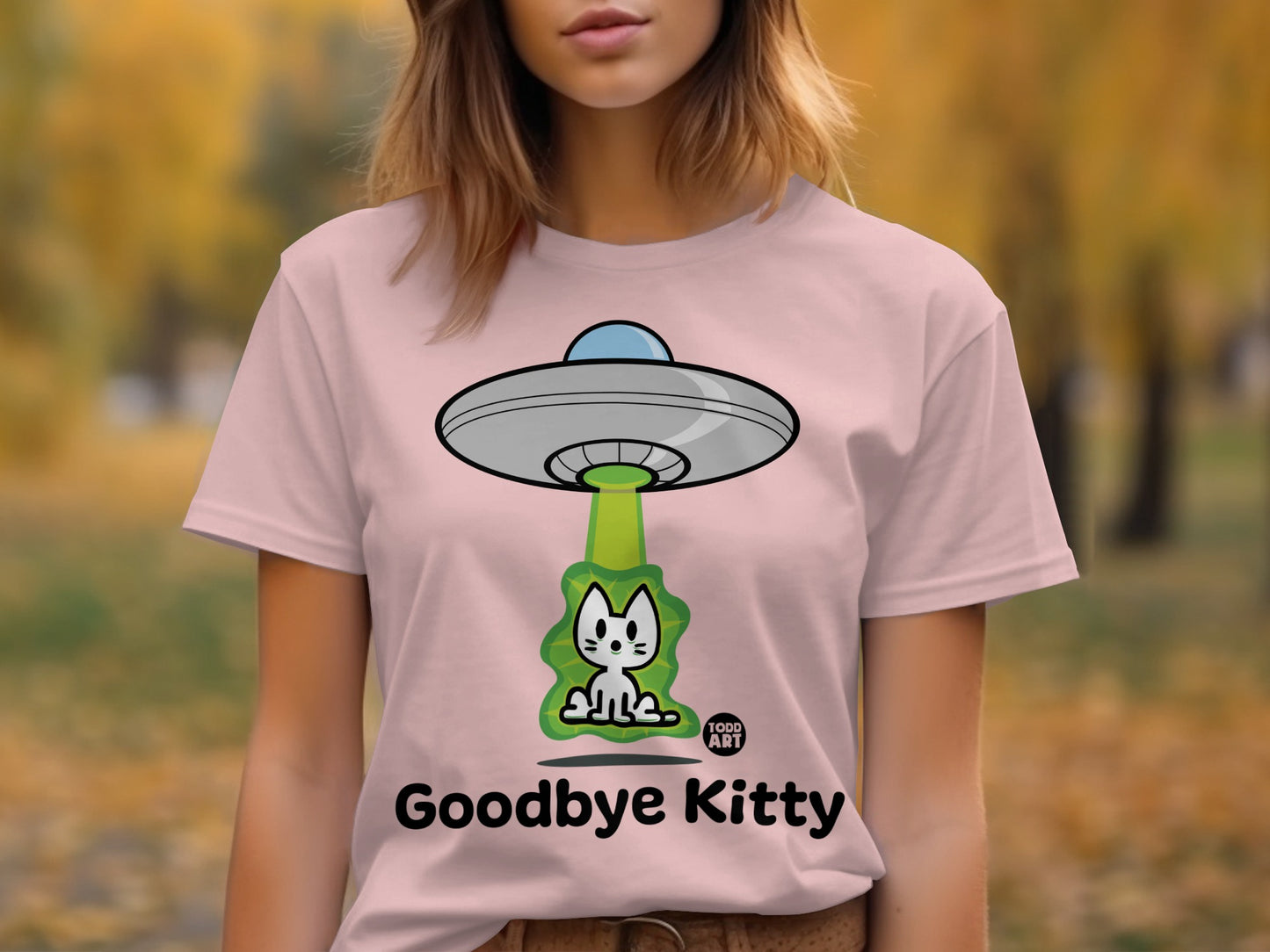 Goodbye Kitty UFO T-Shirt with Adorable Cat Design