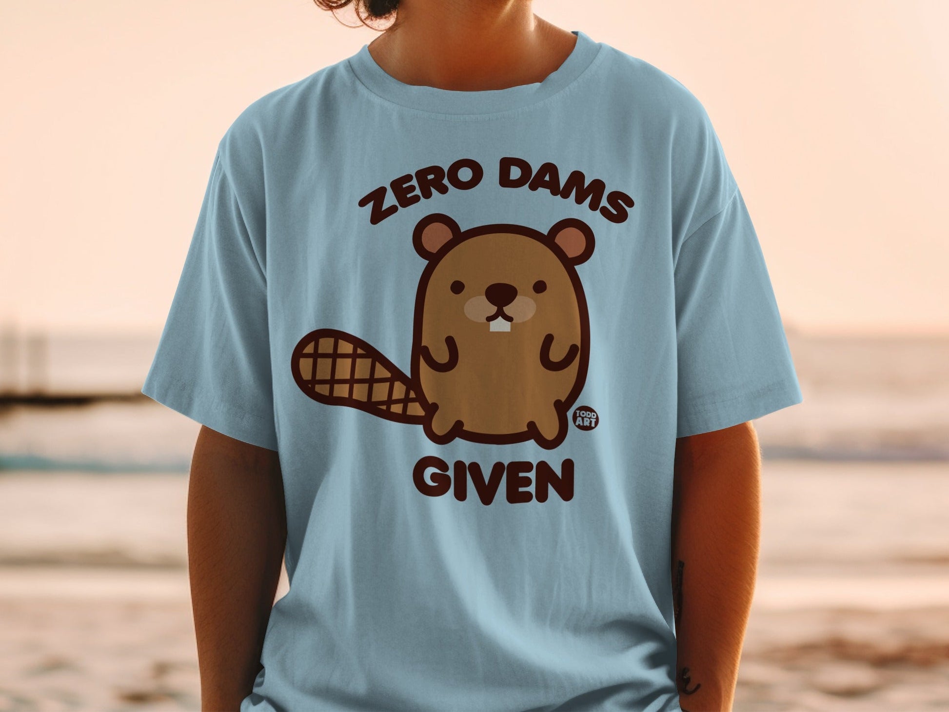 Zero Dams Given Funny Beaver Graphic Tee Shirt