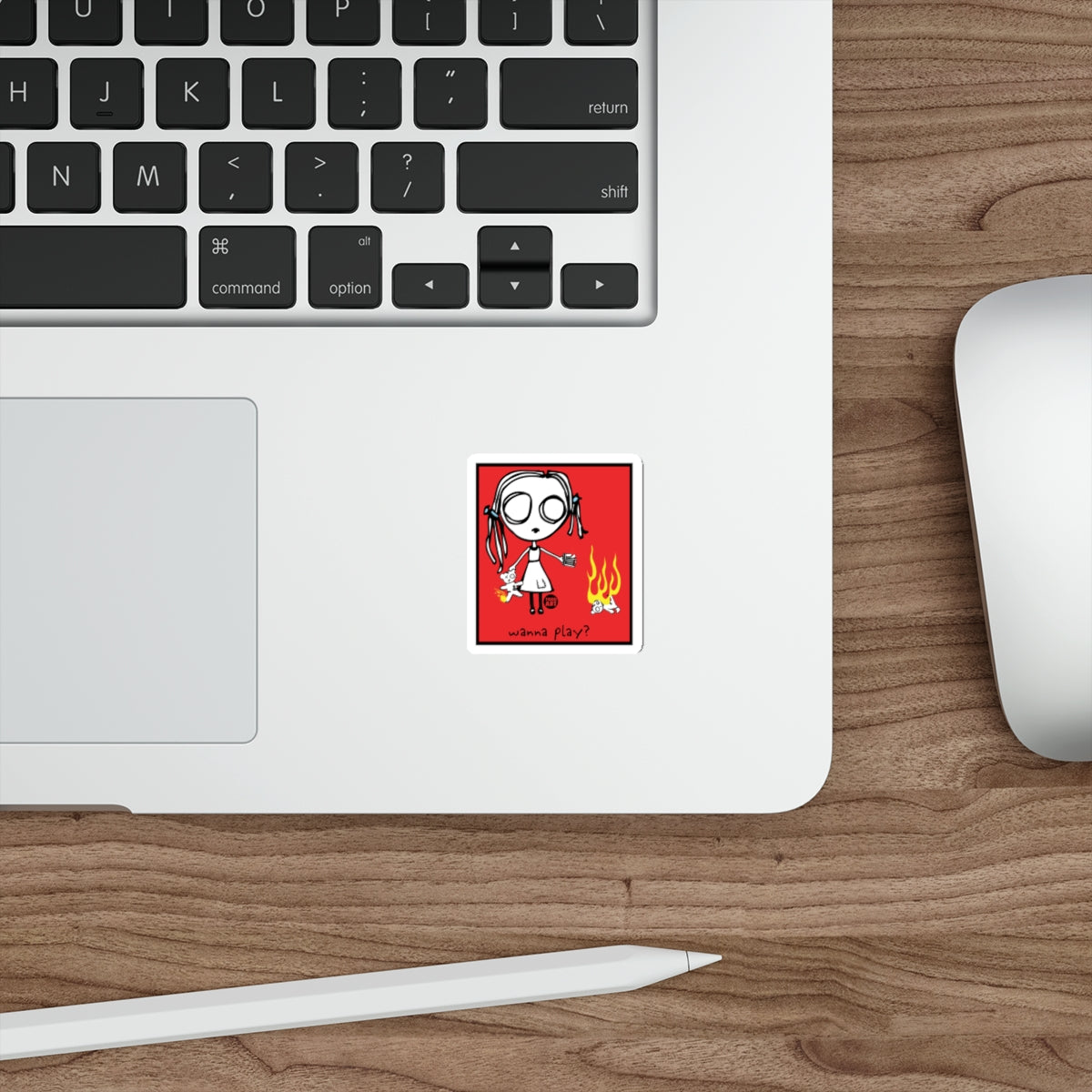 Wanna Play Cartoon Character Sticker for Laptops