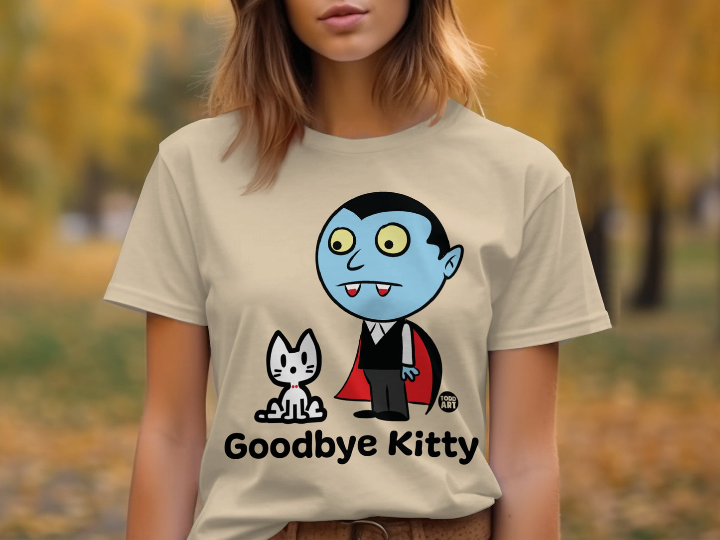 Goodbye Kitty Vampire Retro Style Graphic Tee