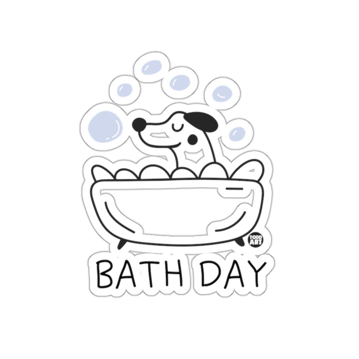 Cute Dog Bath Day Sticker Fun Bath Time Illustration