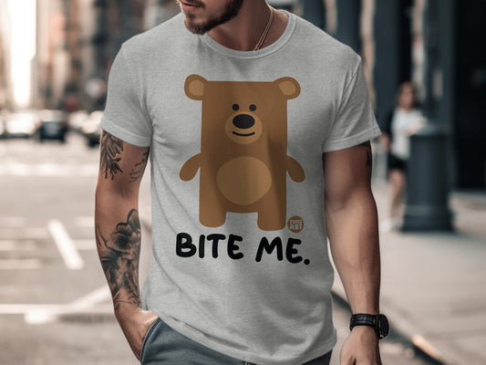 Cute Bear with Bite Me Text Design T-Shirt Product